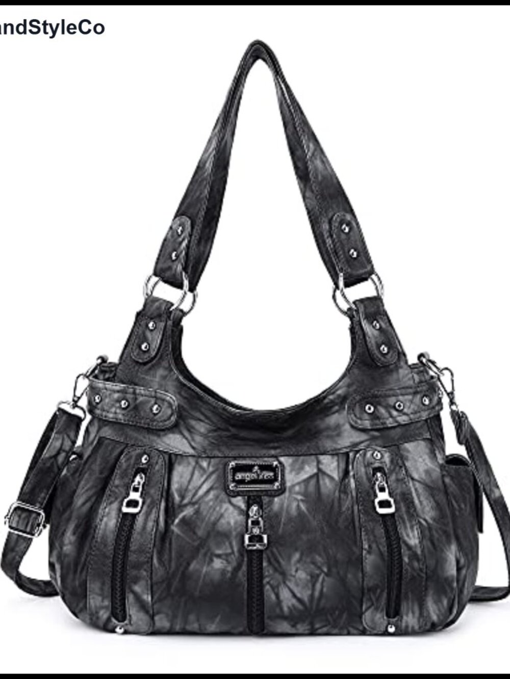 Washed Faux Leather Crossbody Hobo Satchel Shoulder Handbag Tote Purse